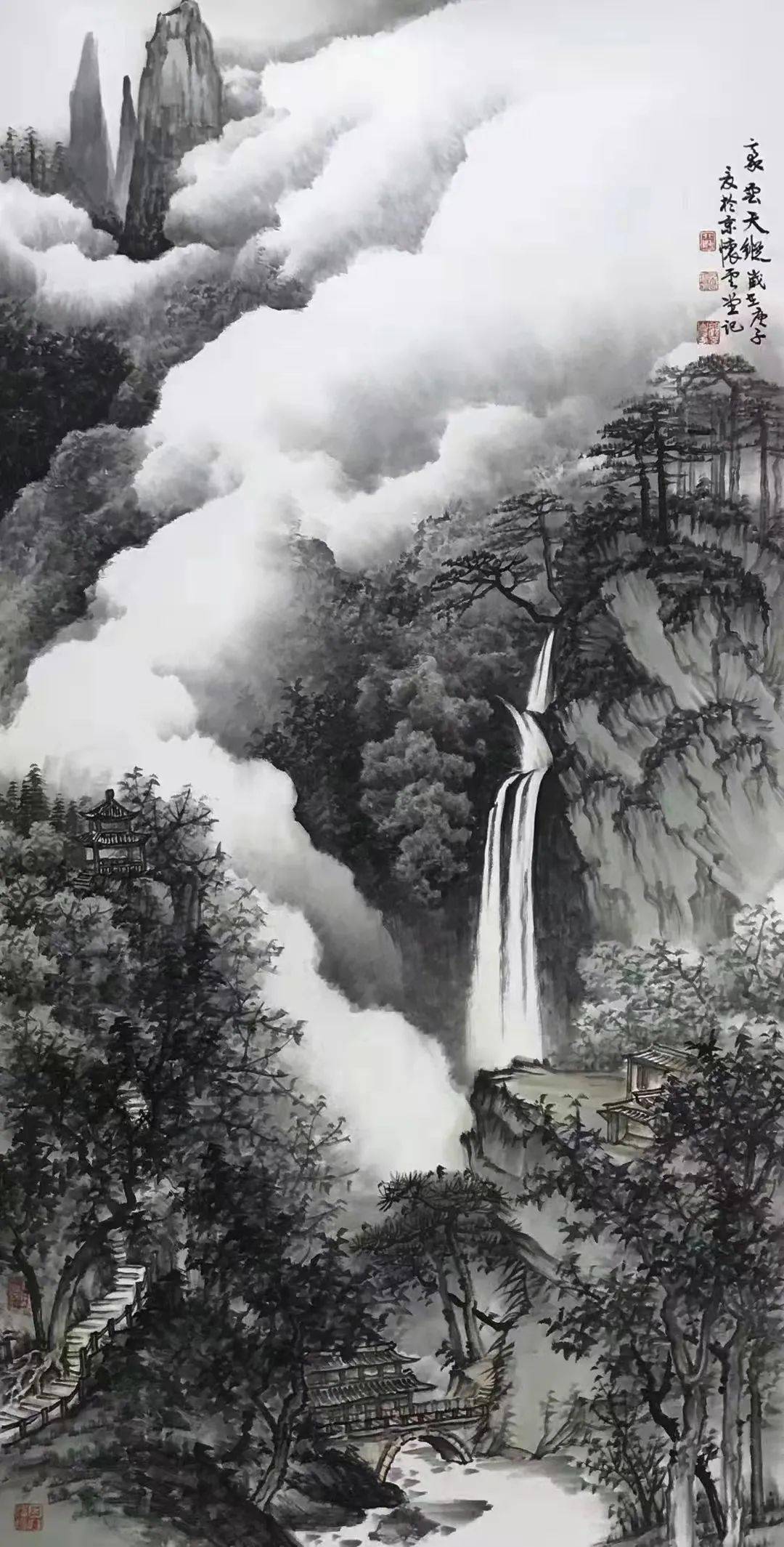 北海水墨祥云山水画精品大展广州