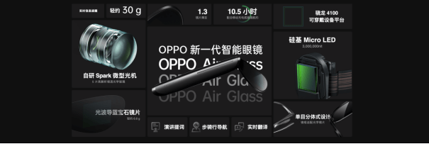 定制|OPPO Air Glass新一代智能眼镜发布：单目分体式设计