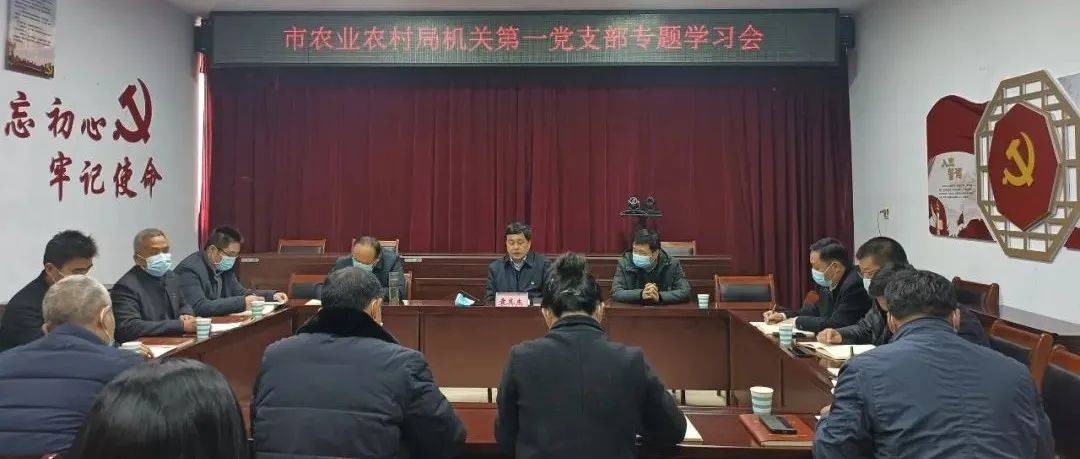 市农业农村局机关第一党支部召开专题学习会议 工作 袁其杰 六中全会