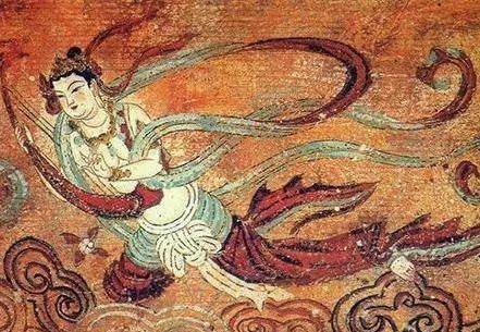 敦煌飞天凌空翱翔体态优美的天人飞仙