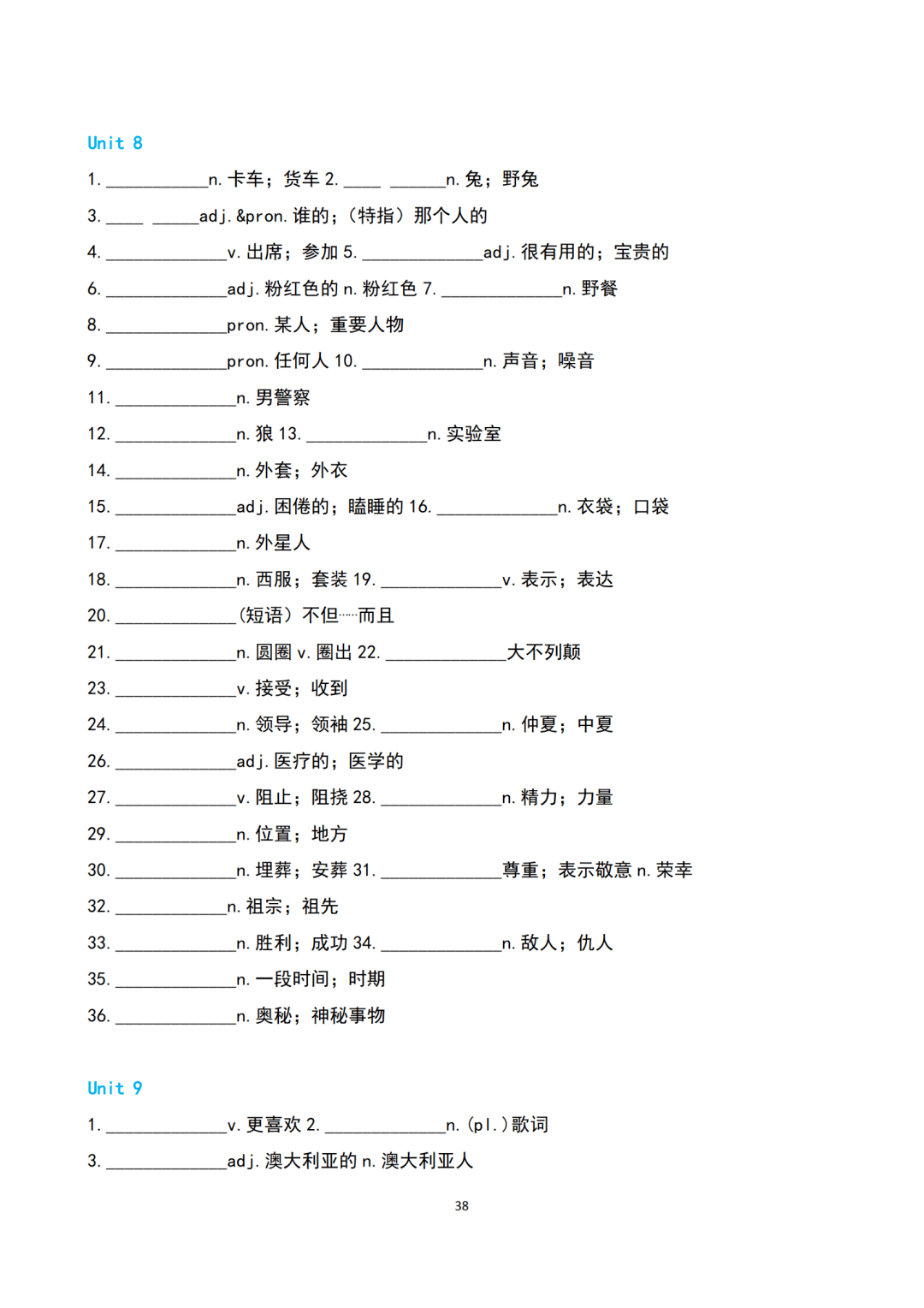 文章|初中英语 | 初一至初三上下全册单词默写速记版，考前过一遍！