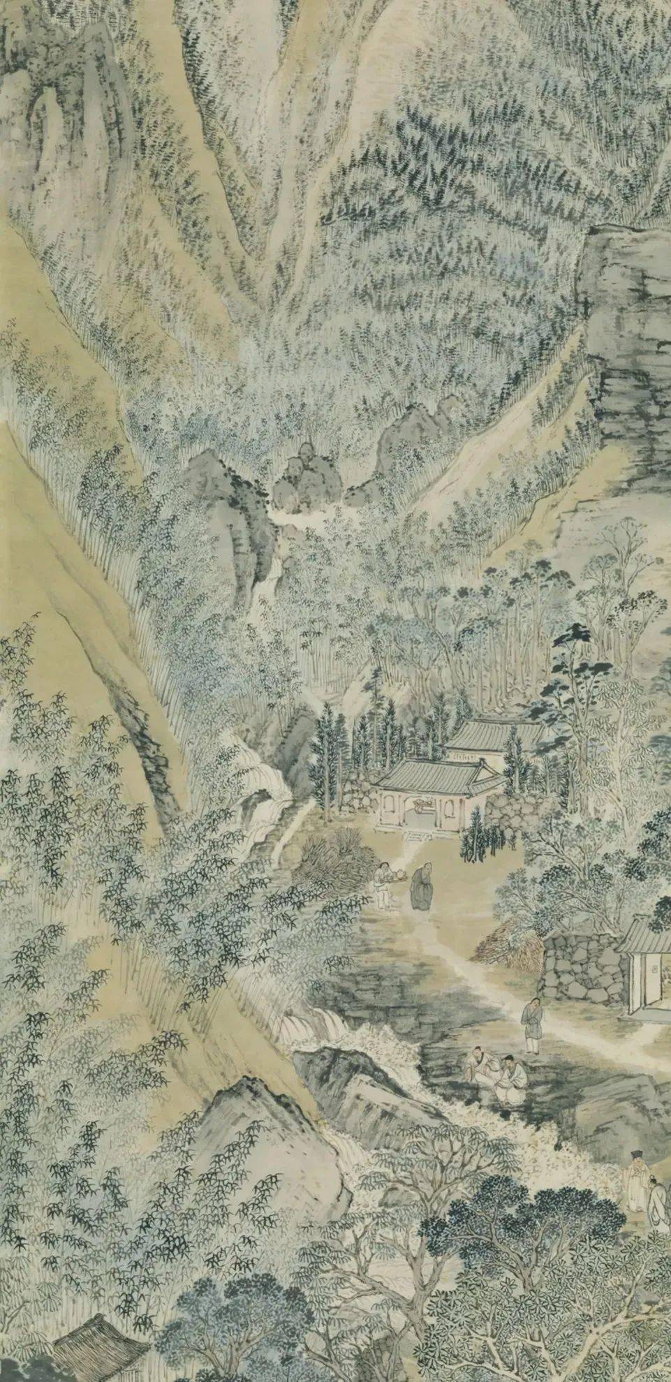 8公分 台北故宫博物院藏《石屑山图》是明代画家张宏所绘的一幅山水画