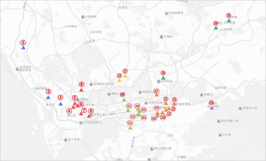 如廁,就餐停靠站點分佈圖▲ 部分如廁,就餐停靠站點- 11個上落客