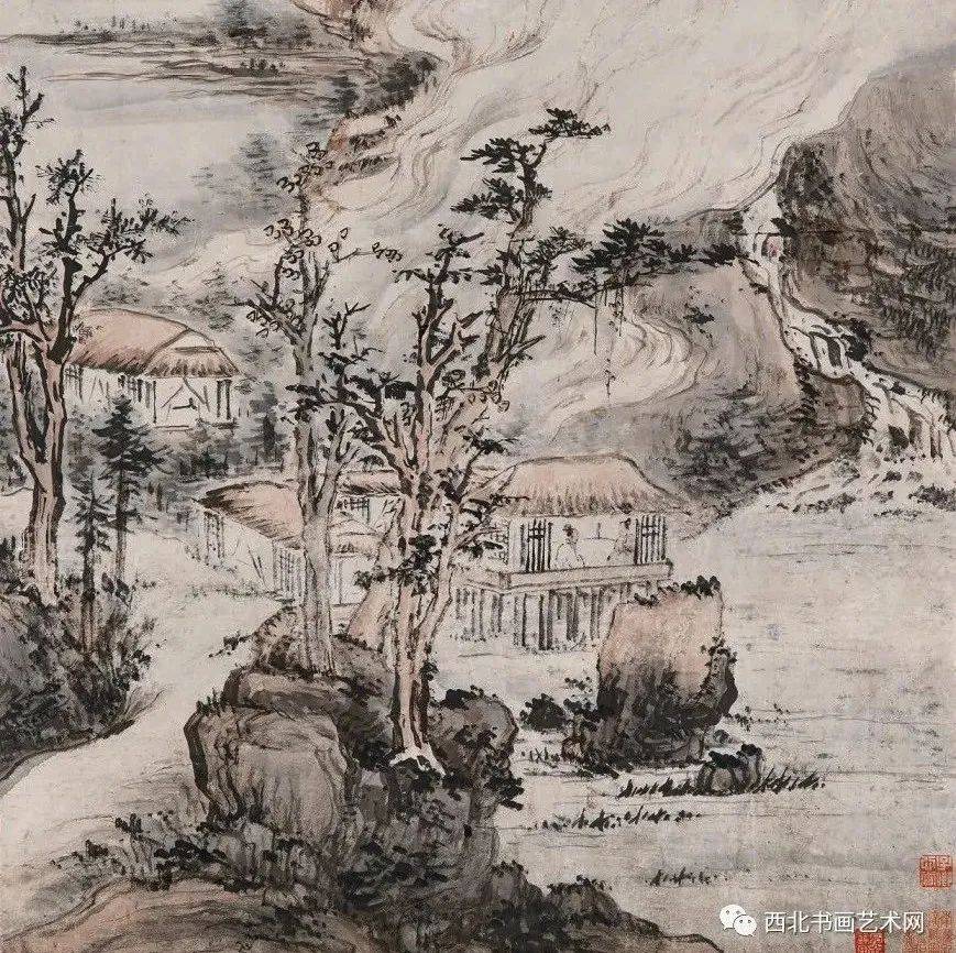 中华名画赏析：石谿山水图四幅_搜狐网