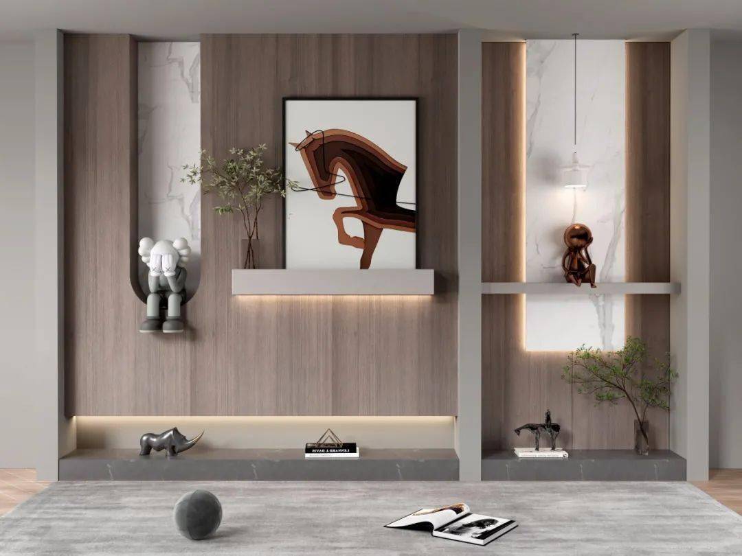 壁龛内凹的造型结构,在视觉和心理方面给人有一种向前推进的延伸感和