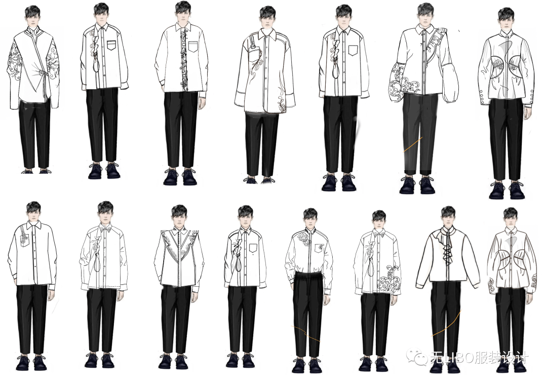 900款男衬衫设计震撼来袭浙纺服院现代学徒男装开发课程作业从主题版