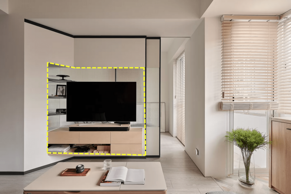 电视墙另类设计分享电视柜结合异形长虹玻璃完工还挺高级美观