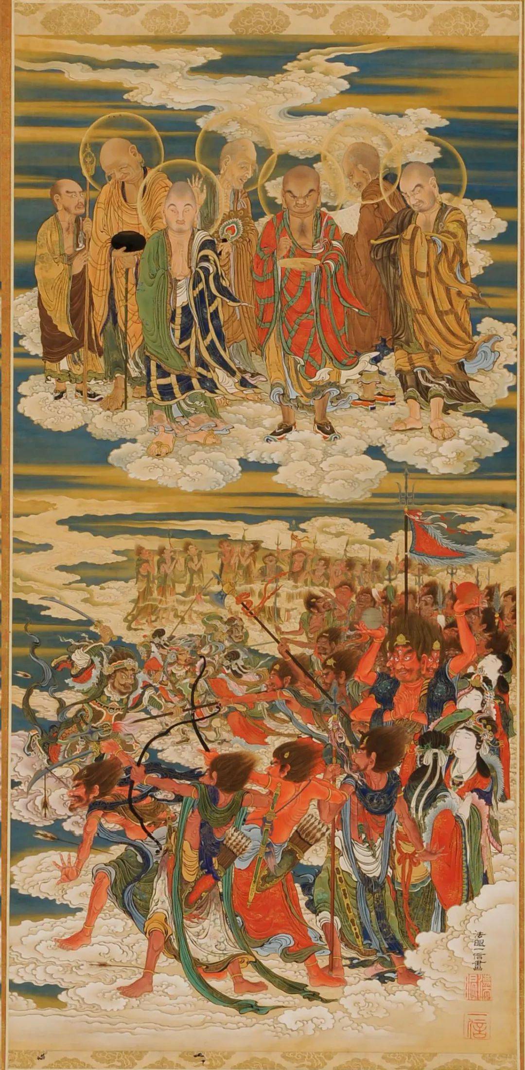 一信的《五百罗汉图》_芥子园_画谱_中国画