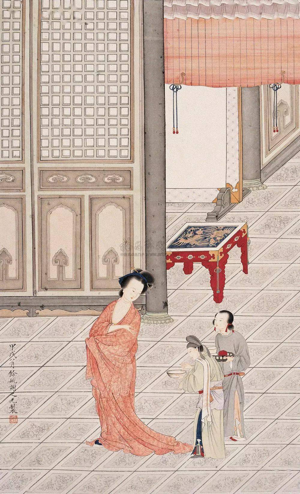 历代名家笔下的"贵妃出浴图",相当香艳!_工笔_仕女_人物