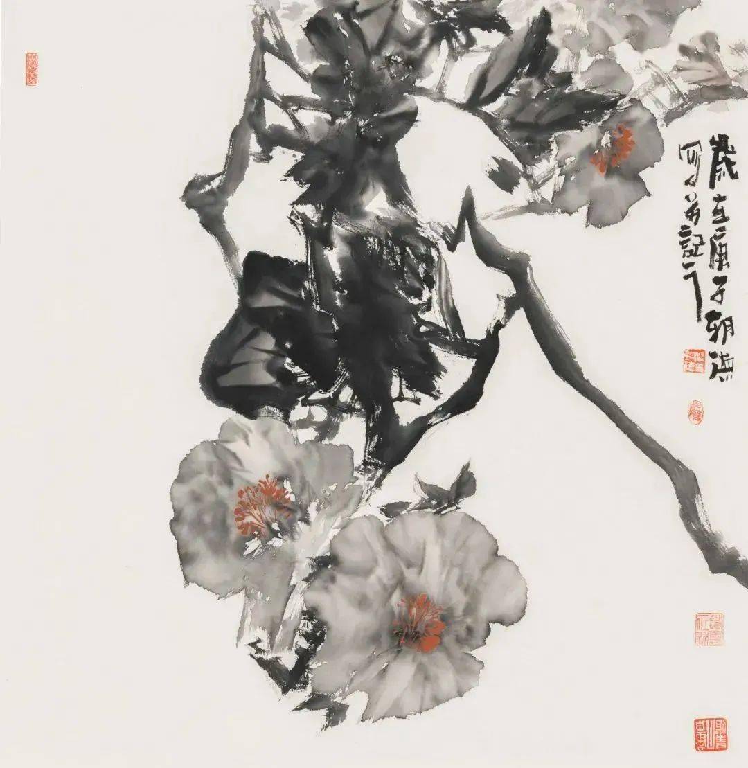 【国画天地】古韵浓厚又不缺乏现代气息的水墨牡丹_梁朝德_创作部