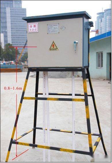 固定式配电箱,开关箱的中心点与地面的垂直距离应为1.4∽1.6mm.