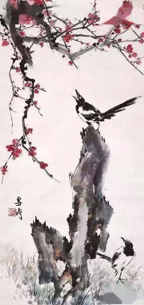 大师画喜鹊抬头见喜