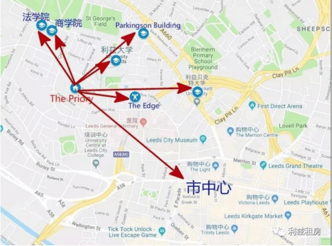 利兹大学学院分布地图图片