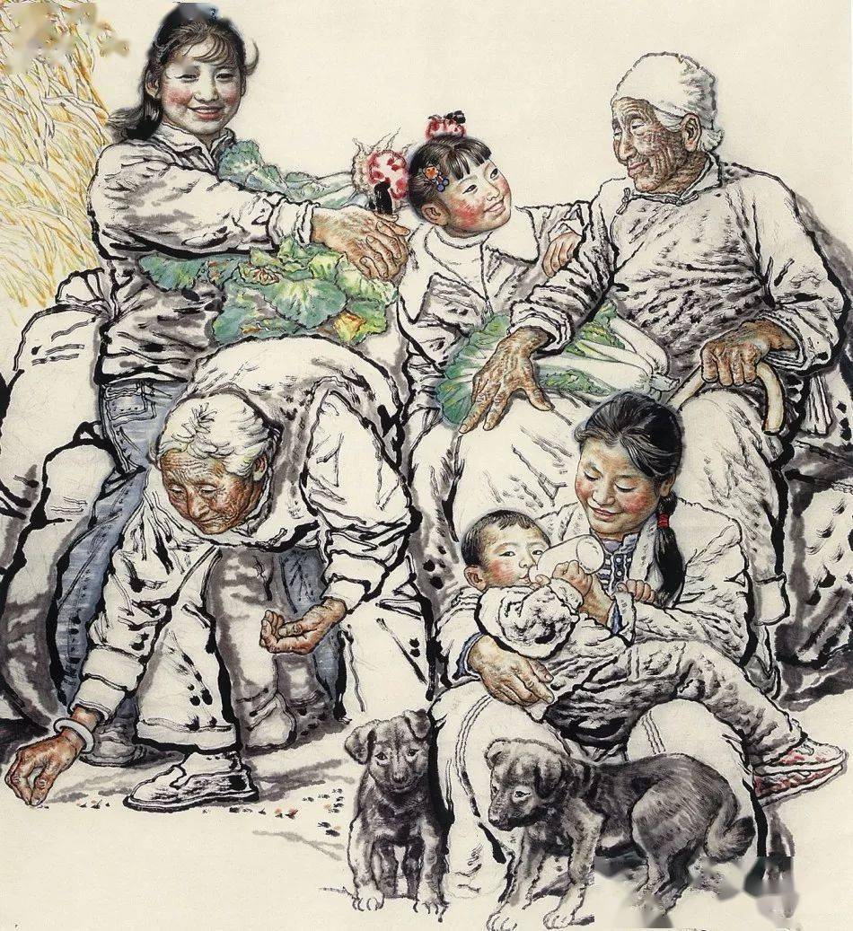 中国写生绘不尽的黄土情中国人物画大师刘文西作品附精彩局部