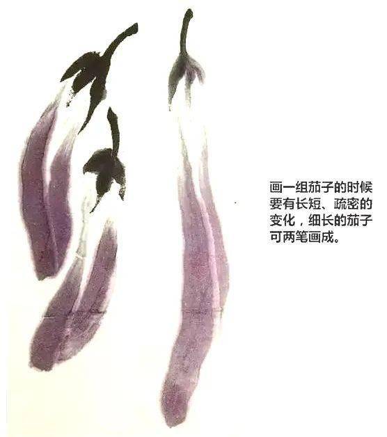 国画写意茄子画法_齐白石_露实_蔬菜