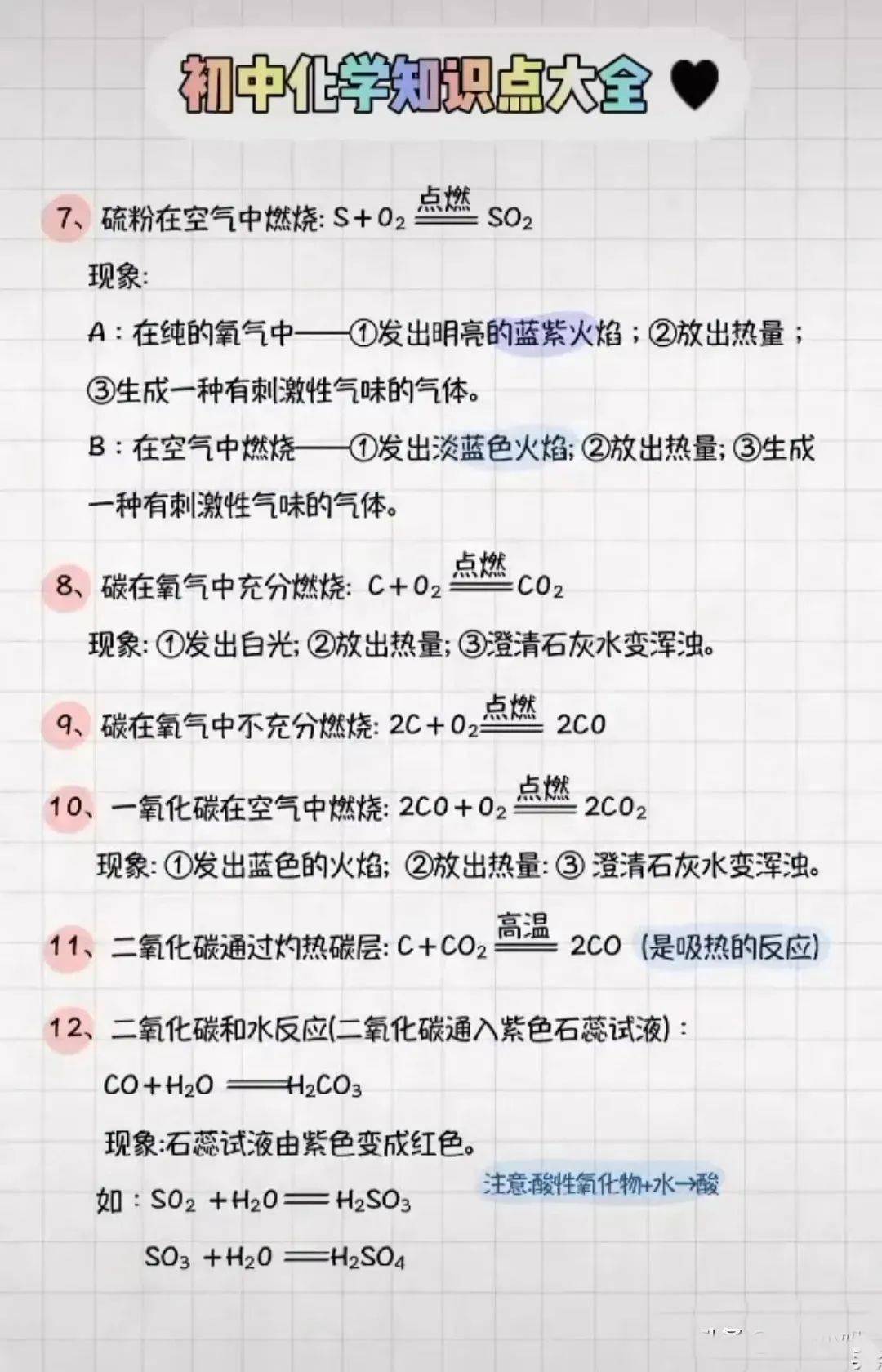 识别|初中化学全册学霸笔记（1-12单元），知识大全精编！