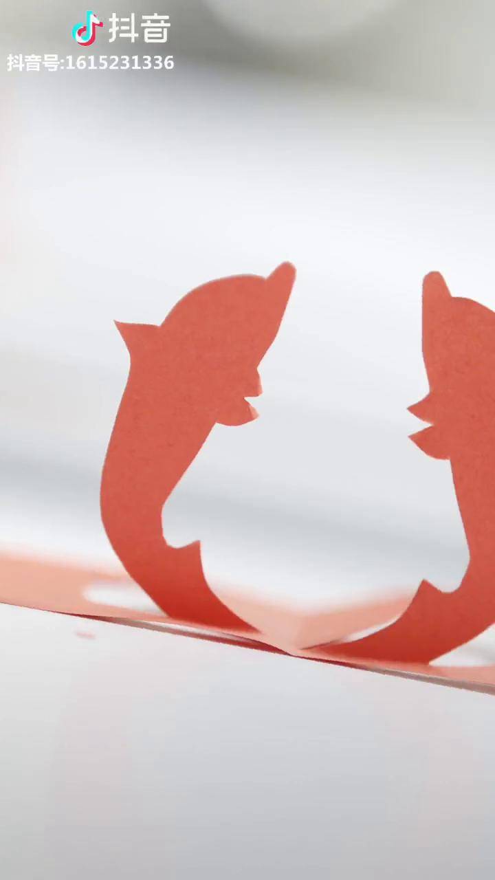 剪纸教程—海豚海的思念绵延不绝 终于和天在地平线交会_海豚_地平线