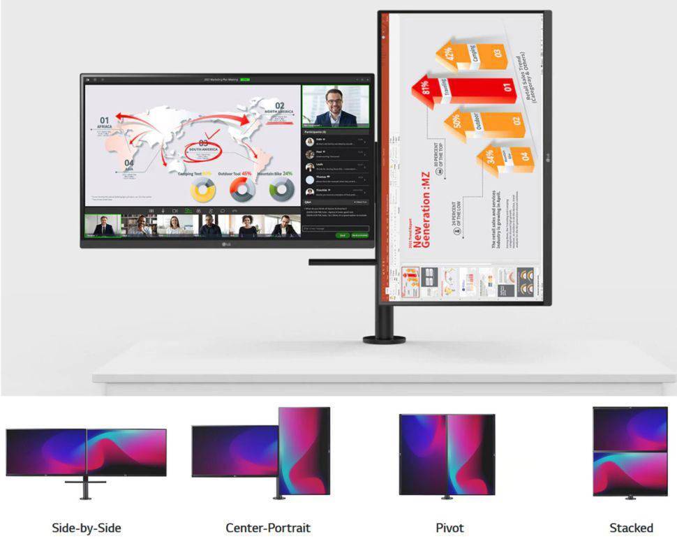 LG Ergo Dual 显示器开始出货：双 27 英寸 2K 屏自由组合