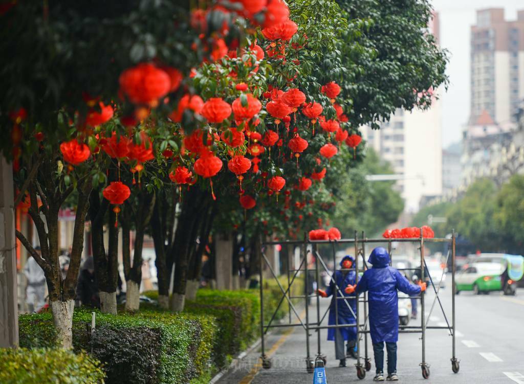 迎新春，挂灯笼！天柱街头年味浓了