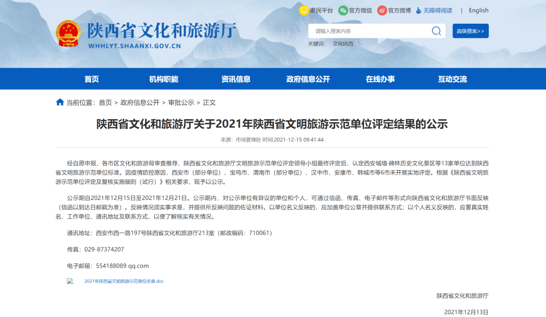 喜讯西安城墙景区获评2021年陕西省文明旅游示范单位