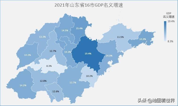 山東16市2021年gdp地圖青島和濟南佔全省三成東營人均gdp最高