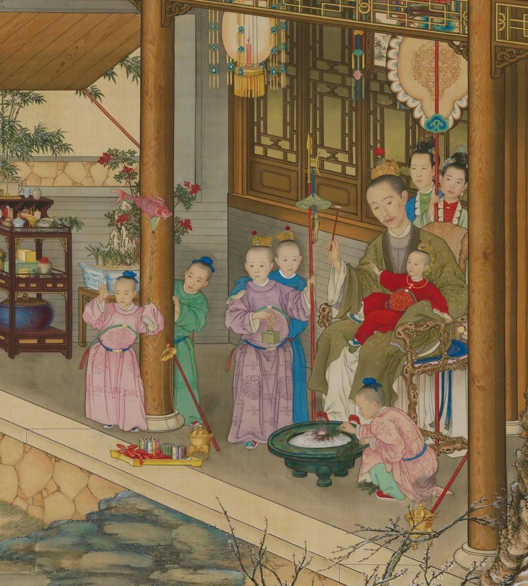 看图画中的古人取暖“神器”_故宫博物院_局部_手炉