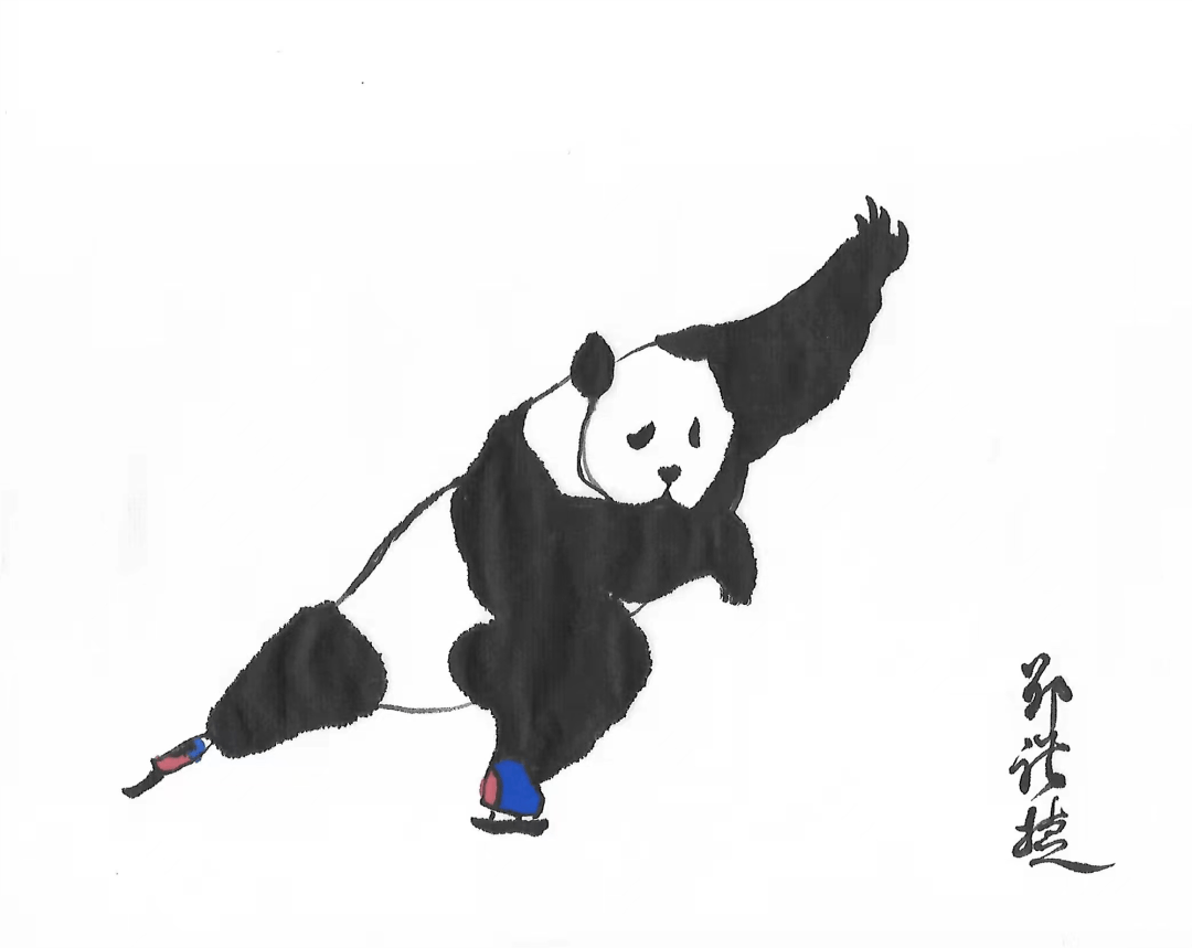 超萌上城小学生画水墨功夫熊猫为冬奥会加油