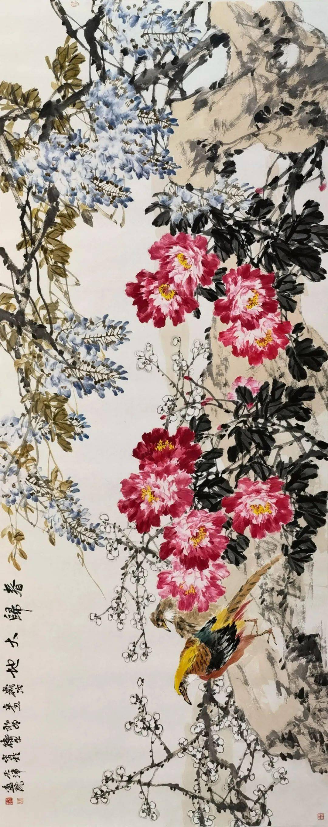 王卫平范扬 闹春 中国画范 扬李林河 金菊献瑞 中国画李林河本院画家