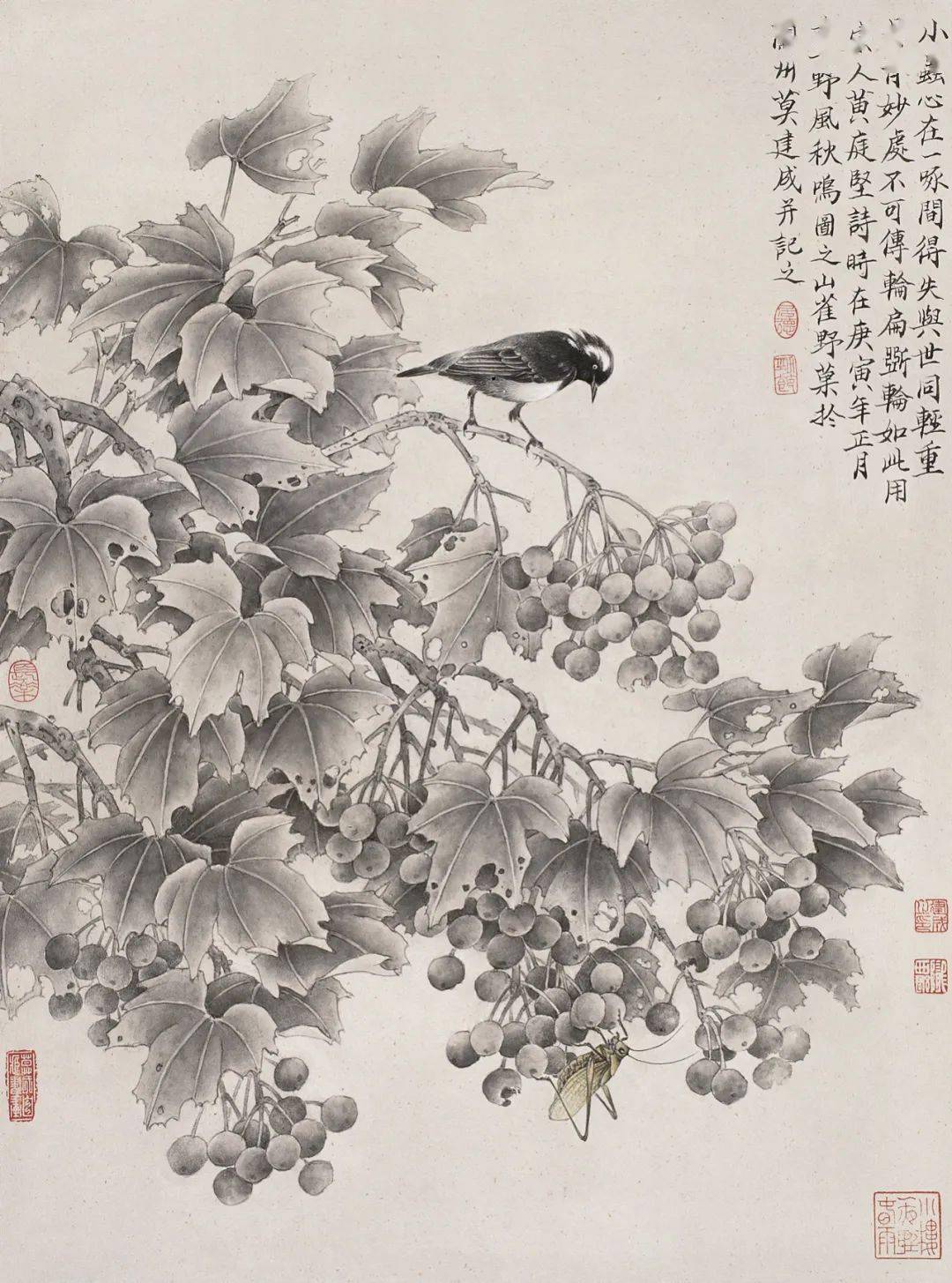 金尚推荐莫建成野风秋鸣系列工笔花鸟经典