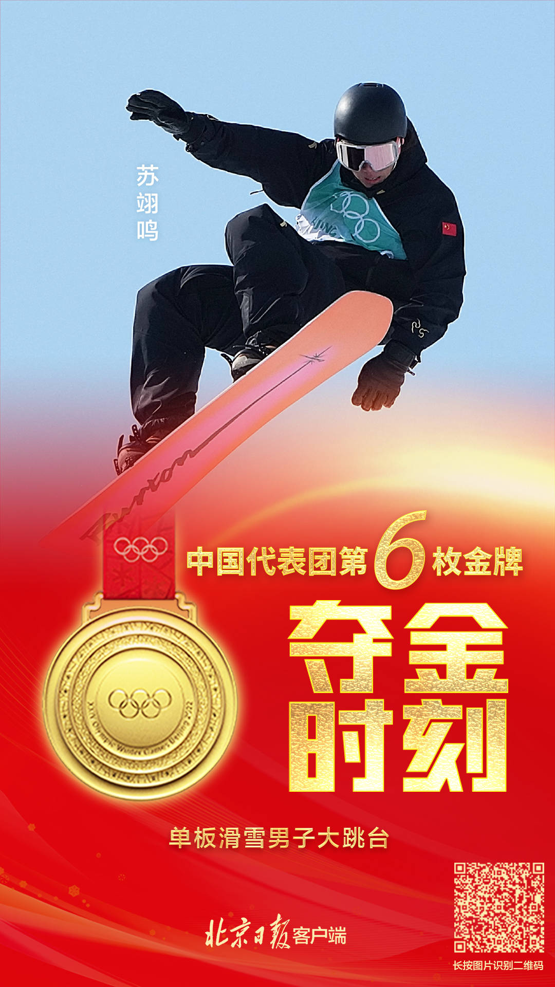 金牌数|苏翊鸣夺金！中国冬奥会金牌数、奖牌数均创历史新高