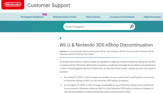 公告|任天堂官宣：Wii U和3DS明年3月停止eShop游戏销售