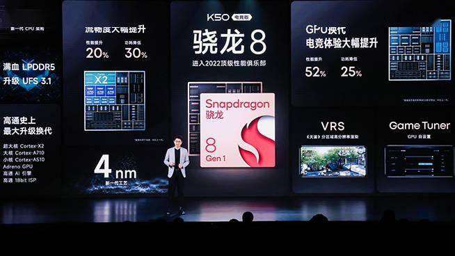 性能|Redmi K50电竞版亮相：玩游戏更极致的骁龙8，冠军版大赞