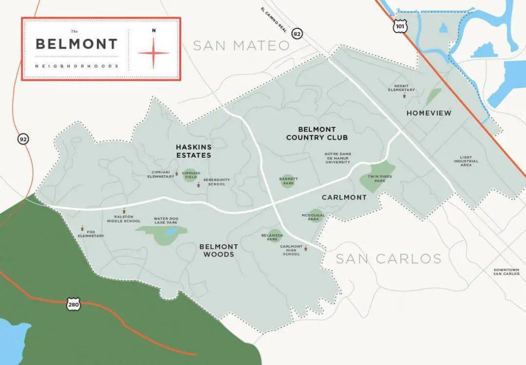 这个社区位于旧金山半岛贝尔蒙特(belmont)西部,紧靠圣克鲁斯山(santa