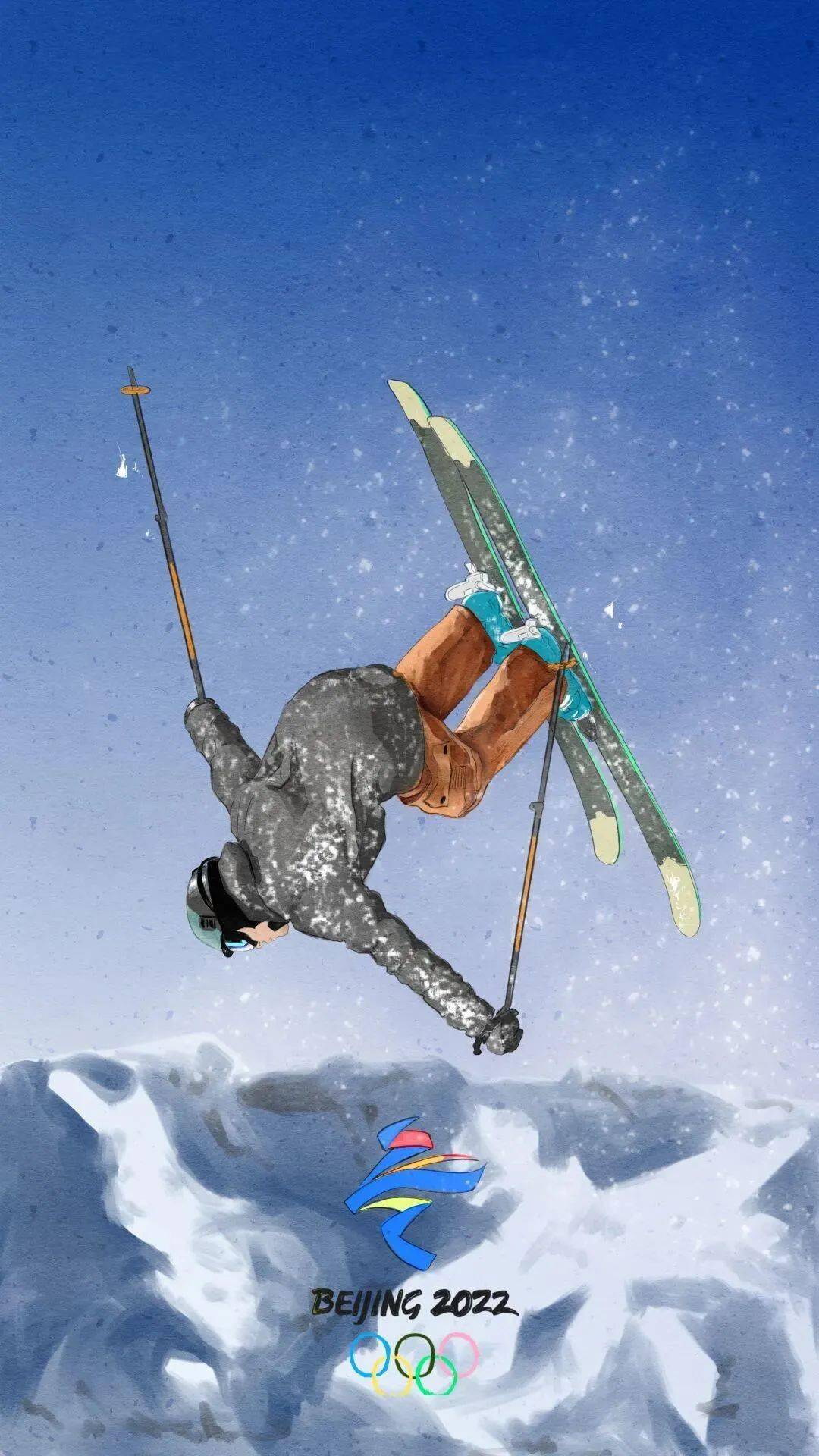 该作品以一种对体育动作的描绘,将冬奥会会徽"冬梦"和冬残奥会"飞跃"