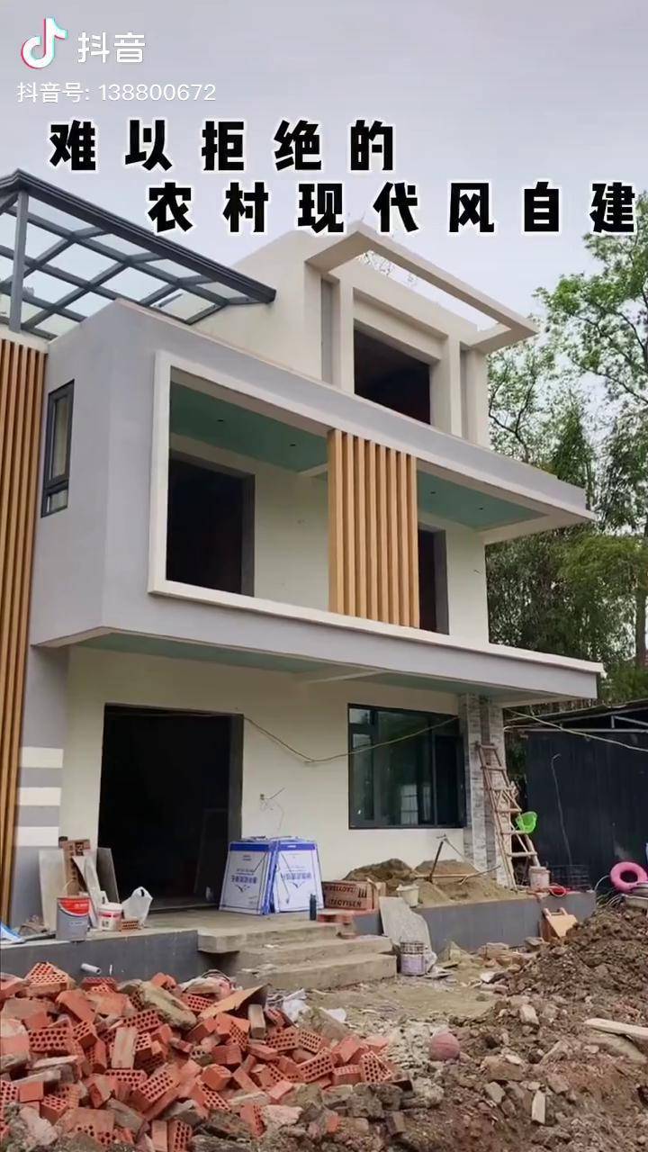 农村三层现代简约自建房完工效果实拍图纸分享给大家农村自建房农村