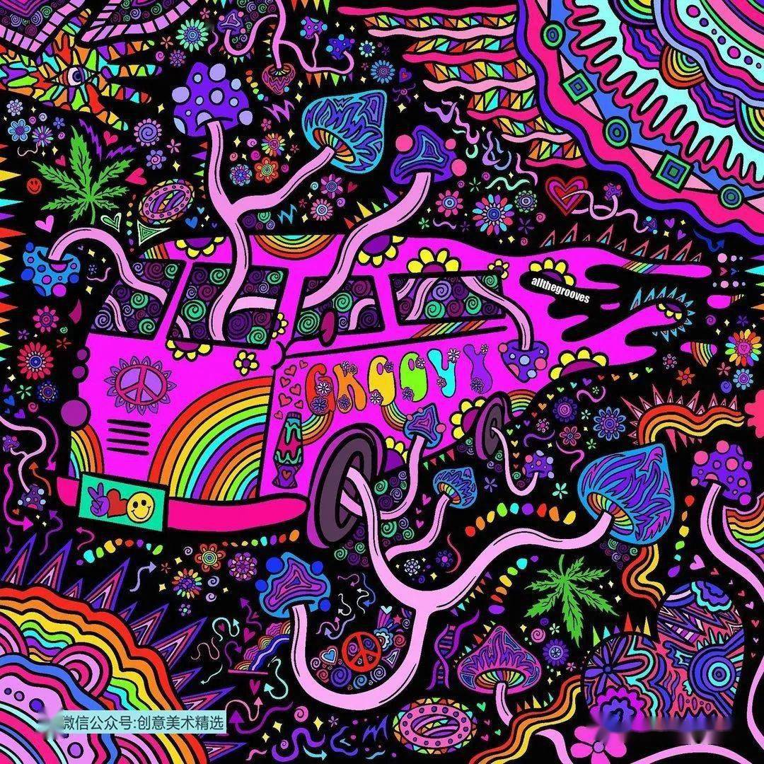 视觉冲击30张创意装饰画作品丙烯与荧光马克笔融合感受不一样的色彩