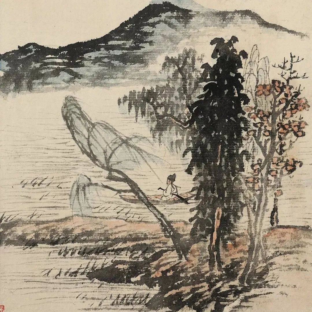 一叶扁舟,泛泛江湖_渔父_石涛_烟波