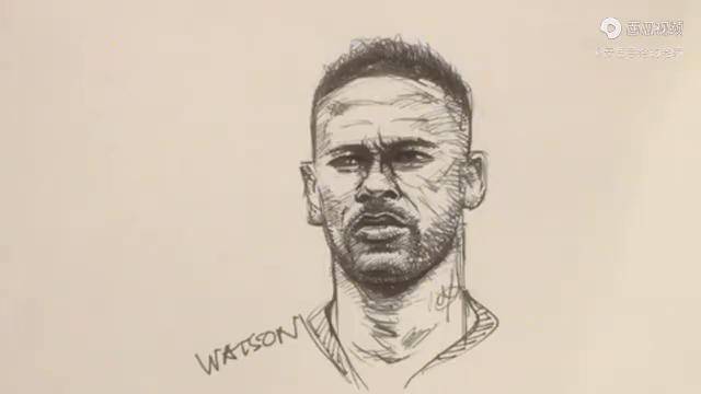 钢笔画人像速写适可而止neymar内马尔