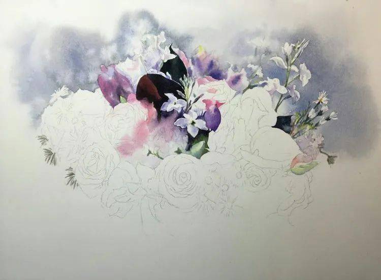 女画家付愈水彩荷花作品欣赏 水彩写意花卉步骤 花朵 花束 清水 女画家付愈水彩荷花作品欣赏 水彩写意花卉步骤 花朵 花束 清水