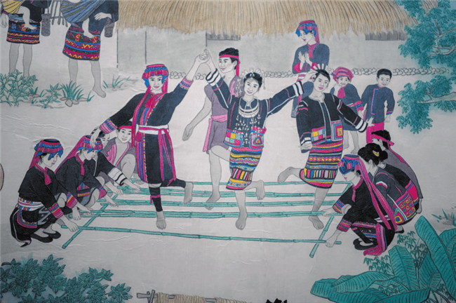 竹竿舞的绘画手抄报图片