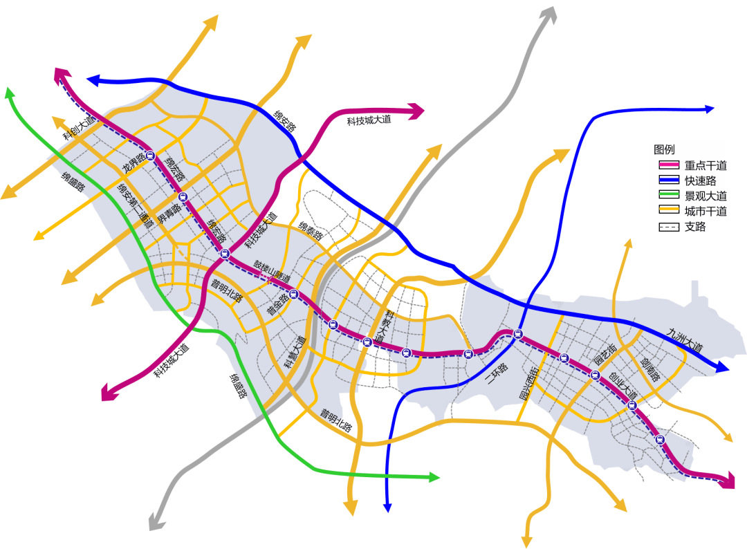 梓州大道南延线线路图图片