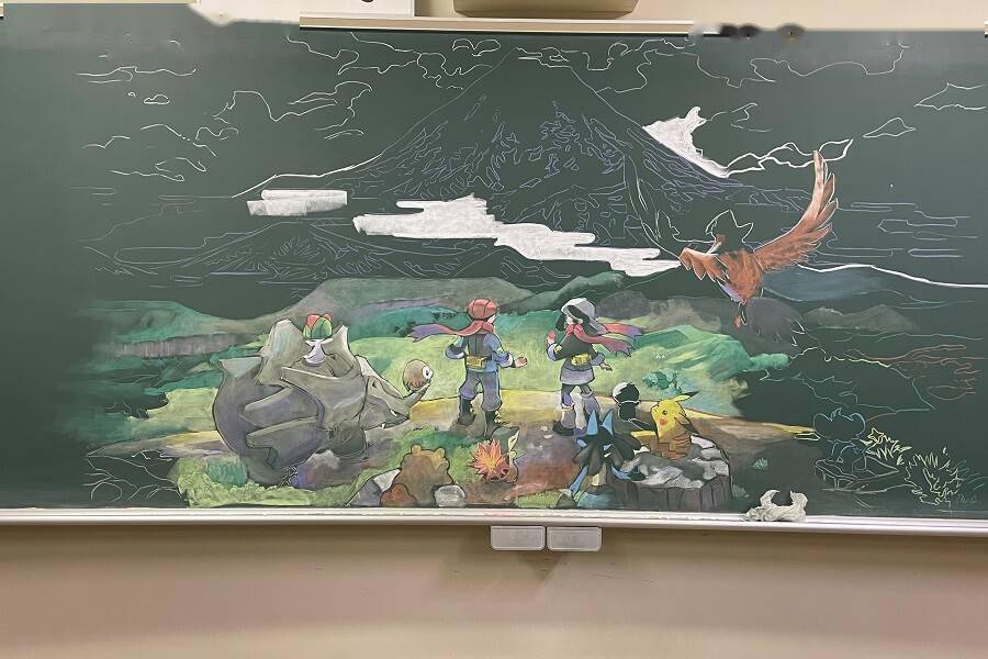 黑板报出大神美术老师制作宝可梦艺图板报精美绝伦