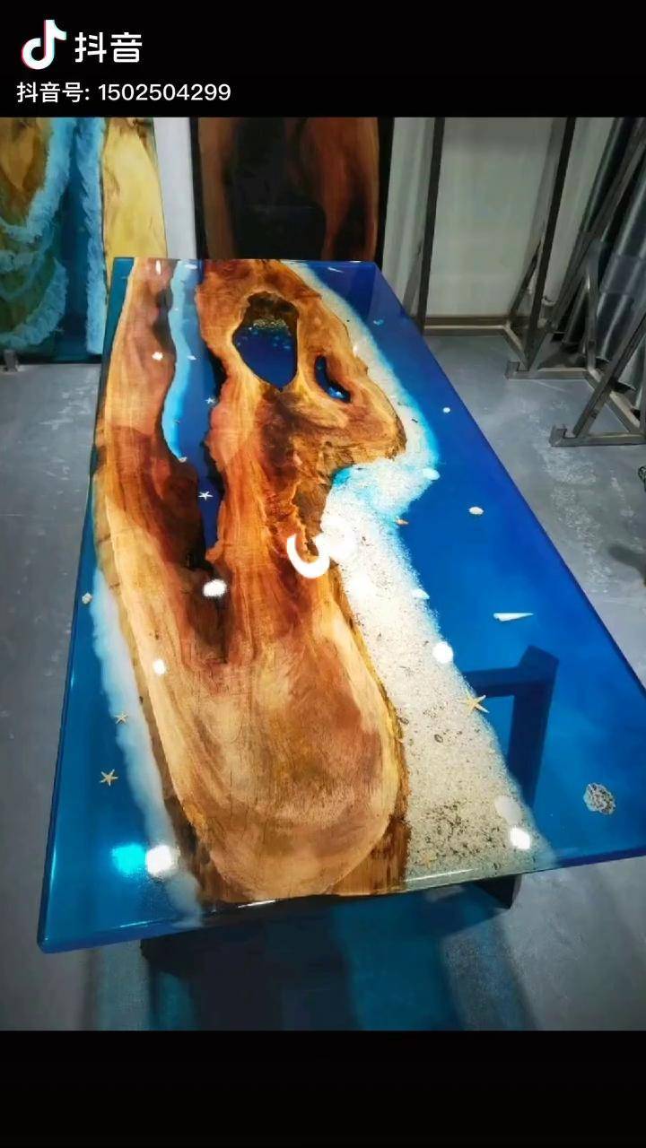 环氧树脂河流桌树脂胶与高档木材结合简约轻奢风环氧树脂工艺品河流桌