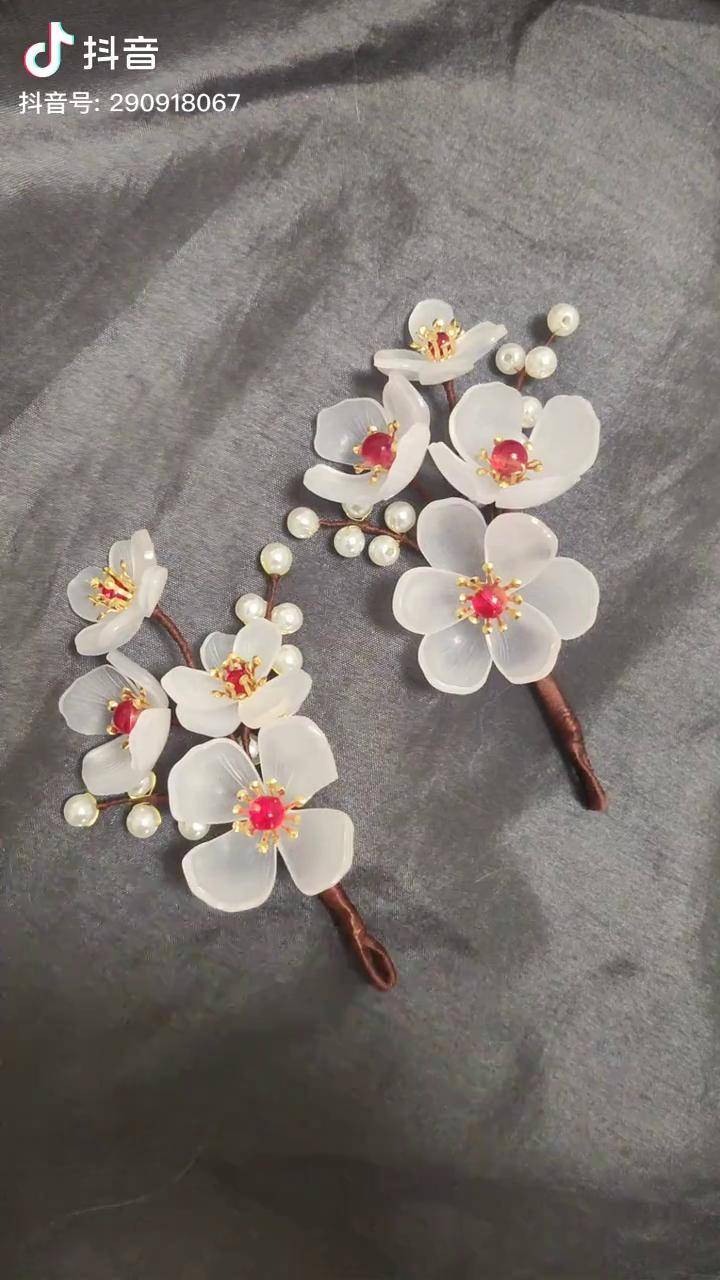 这是妈见打的颜色簪娘簪娘日常汉服配饰热缩片发簪汉服热缩花我是簪娘