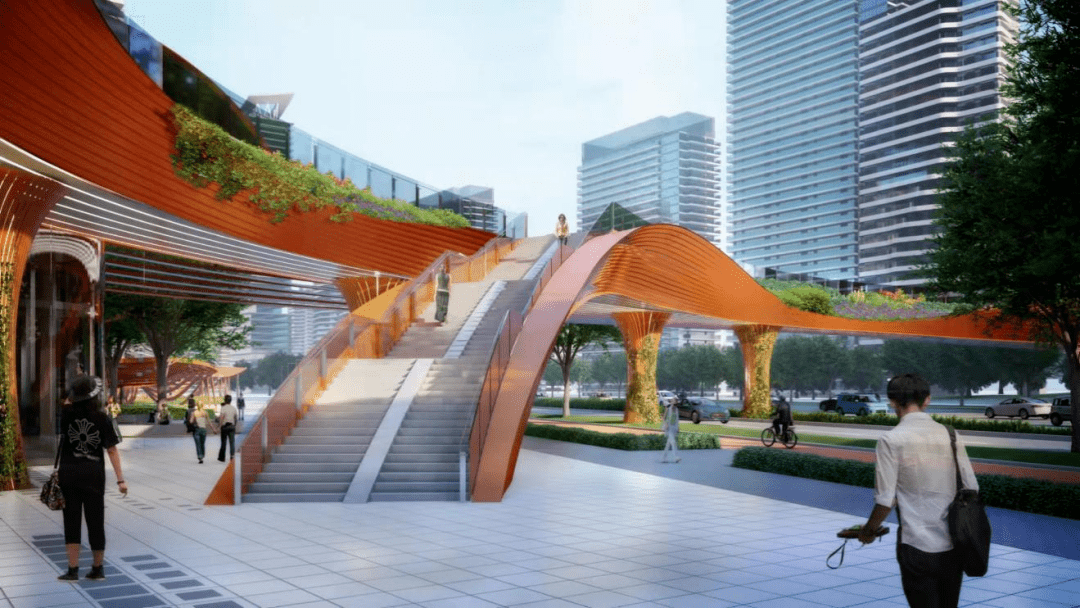 高品质建筑设计西咸能源金贸区人行天桥设计出炉