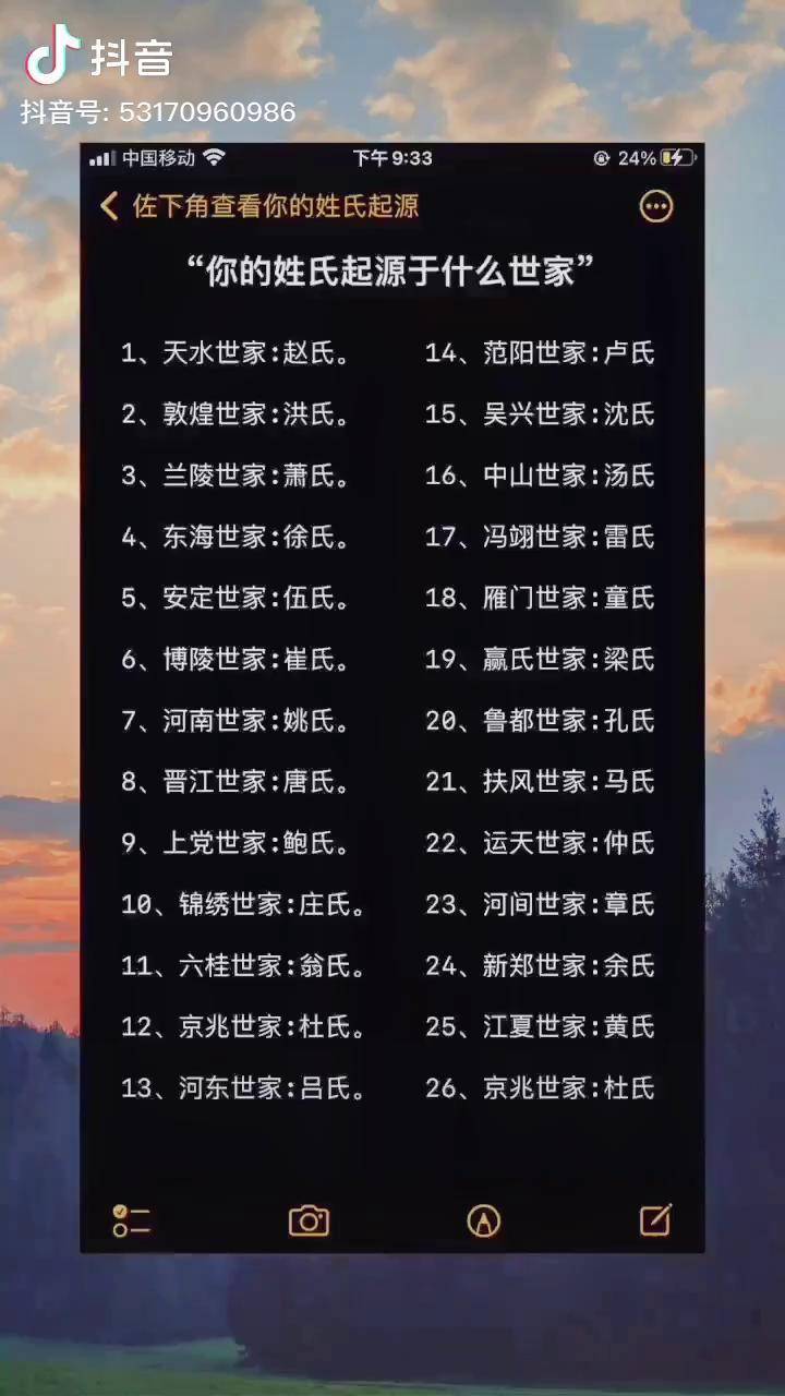 你的姓氏起源于什么世家姓氏起源热门