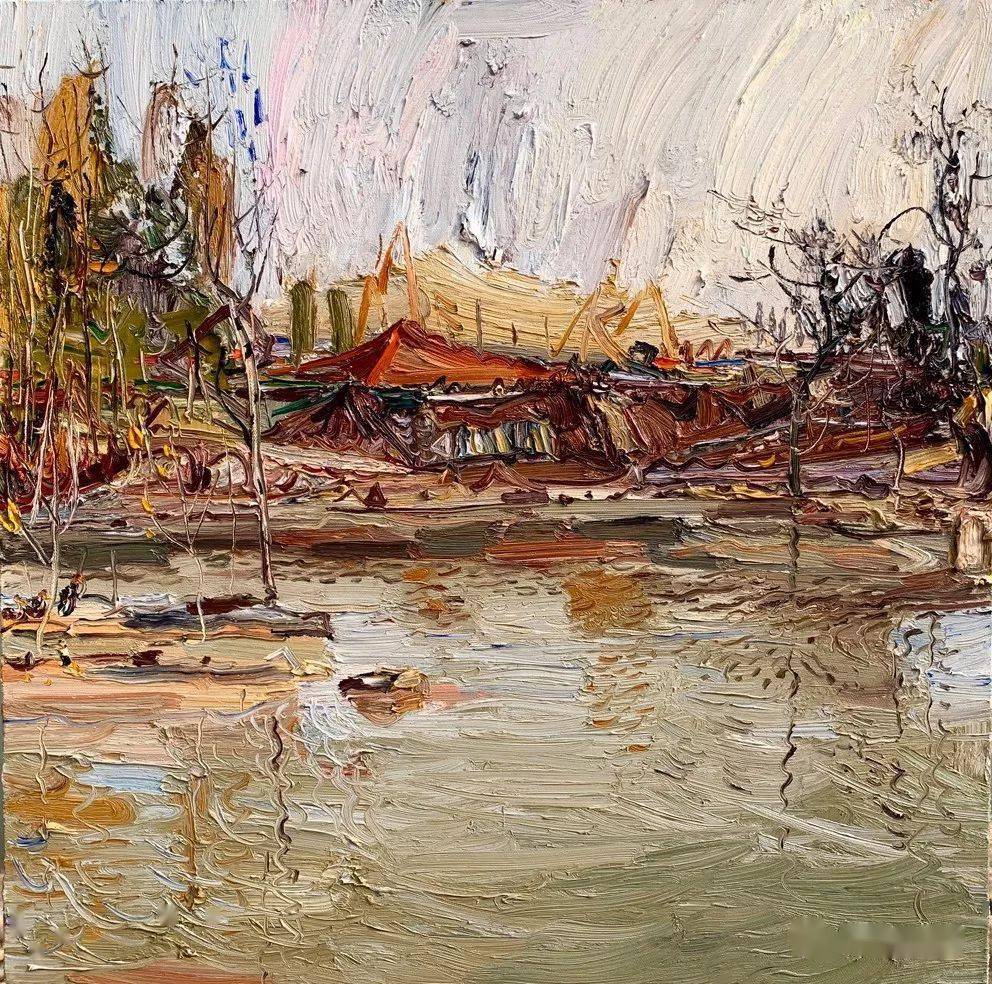 肖育 大美五莲松柏写生_风景_湖南_油画