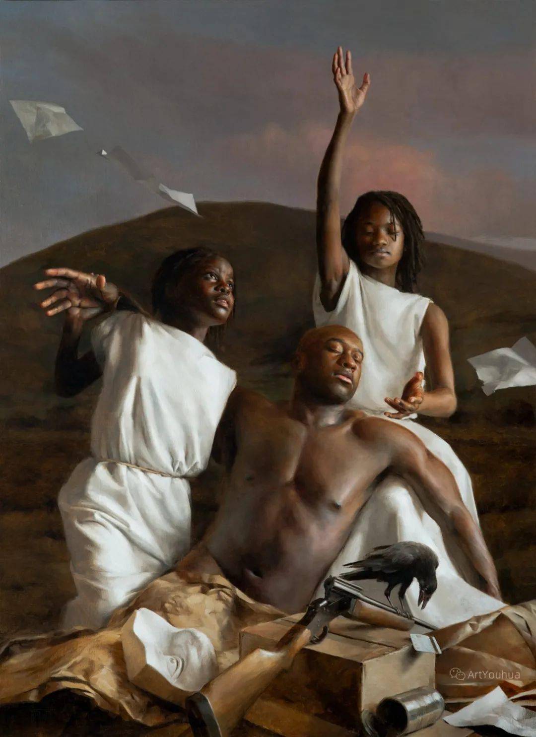 ryan)第一名雕塑英国诺森伯兰省自己,34x36",油画弗朗西斯·贝尔 (fr