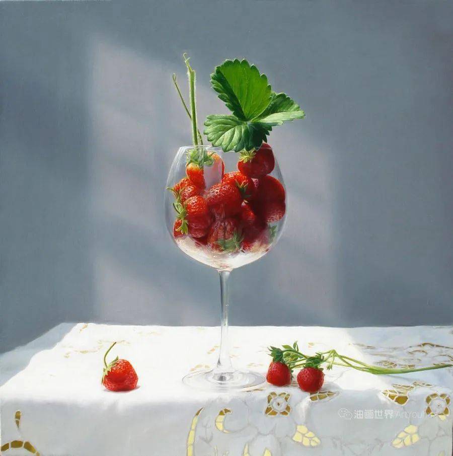 油画家刘影钊超写实静物油画色彩对比强烈光线强烈令人咂舌