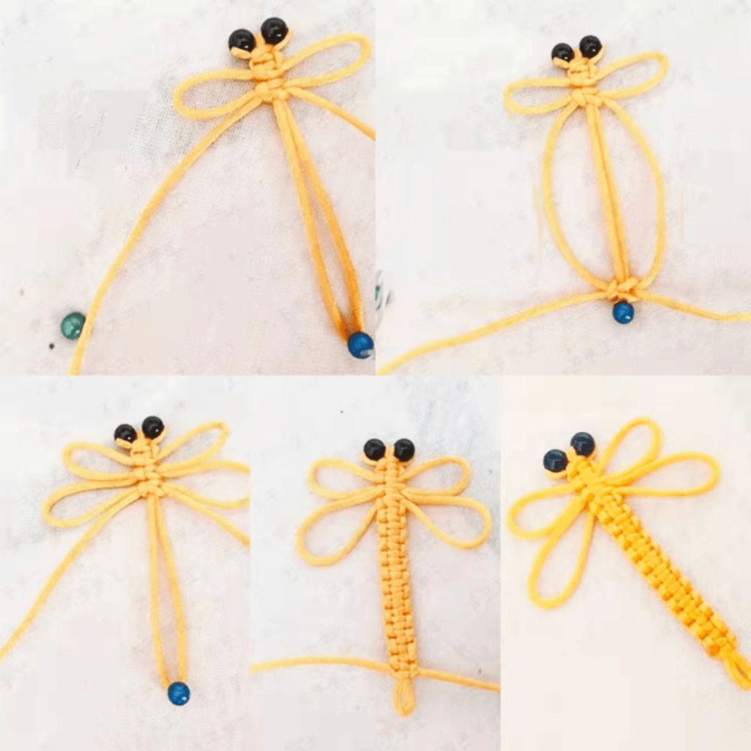 那么你们见过编织的蜻蜓吗?让我们一起探索用平结编蜻蜓的方法吧!